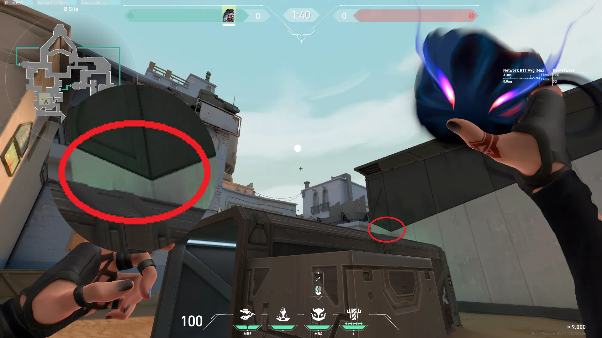 Fade Haunt on Bind Defense Site B — step 4 of 5: Aim — line up the shot