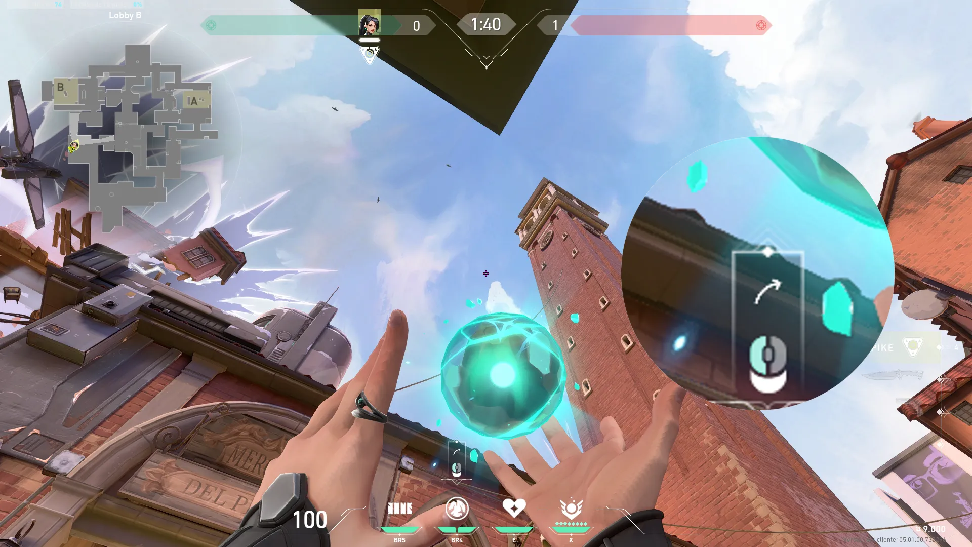 Sage Slow Orb on Ascent Attack Mid — step 2 of 3: Aim — line up the shot