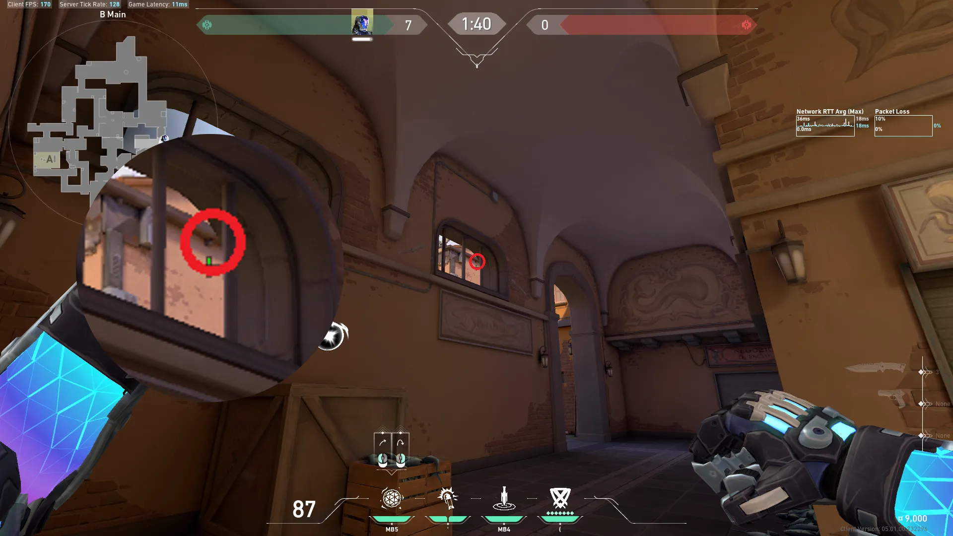 KAY/O Frag_Ment on Ascent Attack Mid — step 2 of 4: Aim — line up the shot