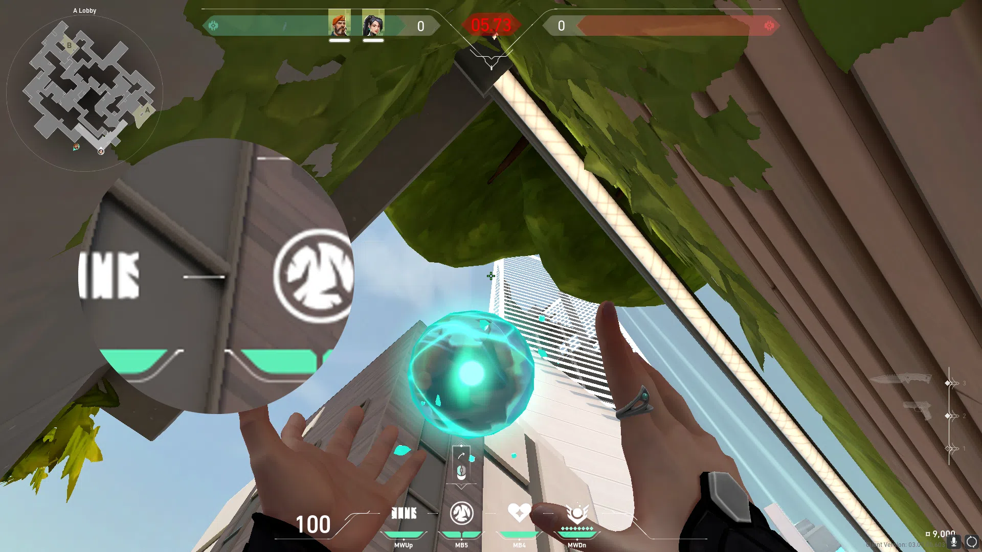 Sage Slow Orb on Split Attack Site A — step 2 of 3: Aim — line up the shot