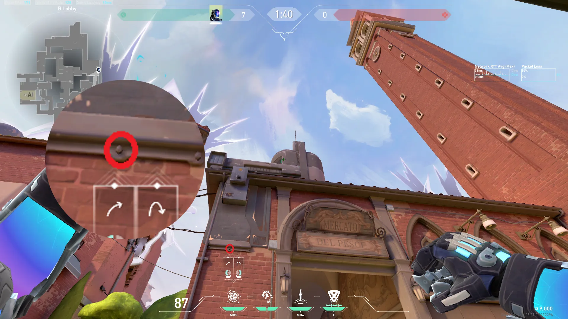 KAY/O Frag_Ment on Ascent Attack Site B — step 3 of 4: Aim — line up the shot