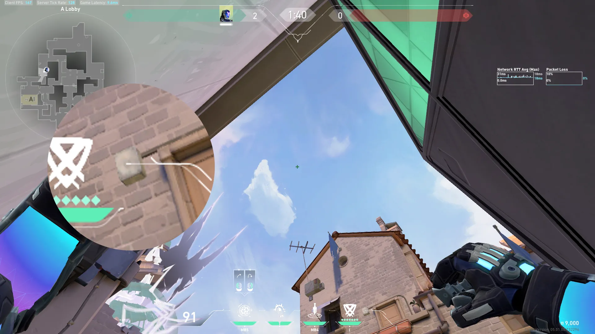 KAY/O Frag_Ment on Ascent Attack Site A — step 2 of 3: Aim — line up the shot