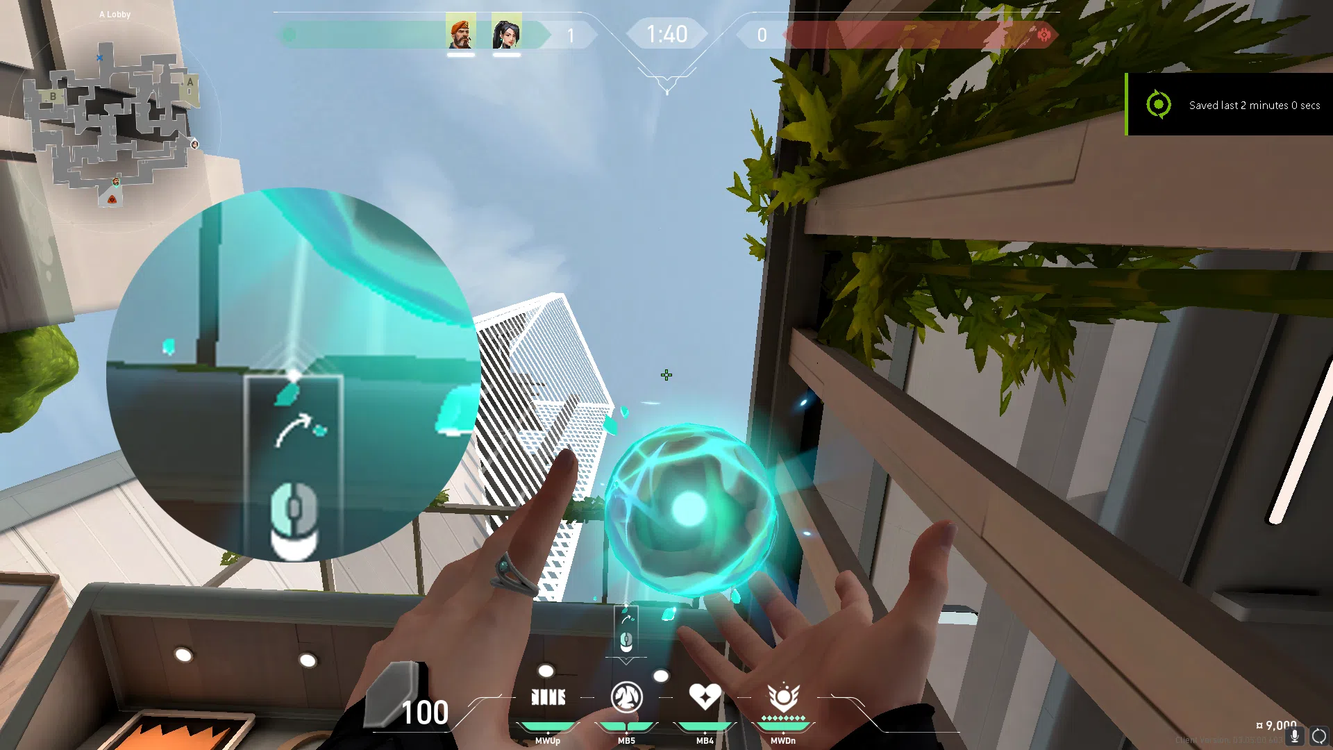 Sage Slow Orb on Split Attack Site A — step 2 of 3: Aim — line up the shot