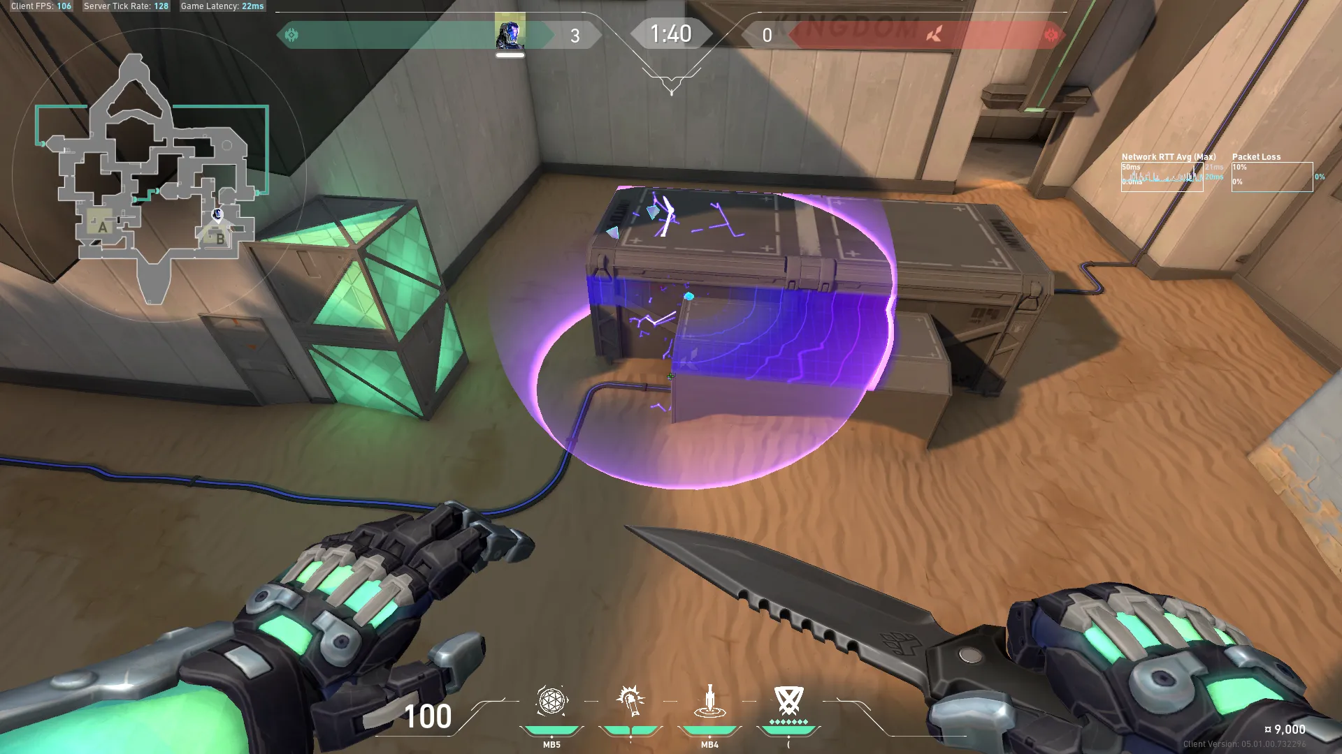 KAY/O Frag_Ment on Bind Attack Site B — step 3 of 7: Aim — line up the shot